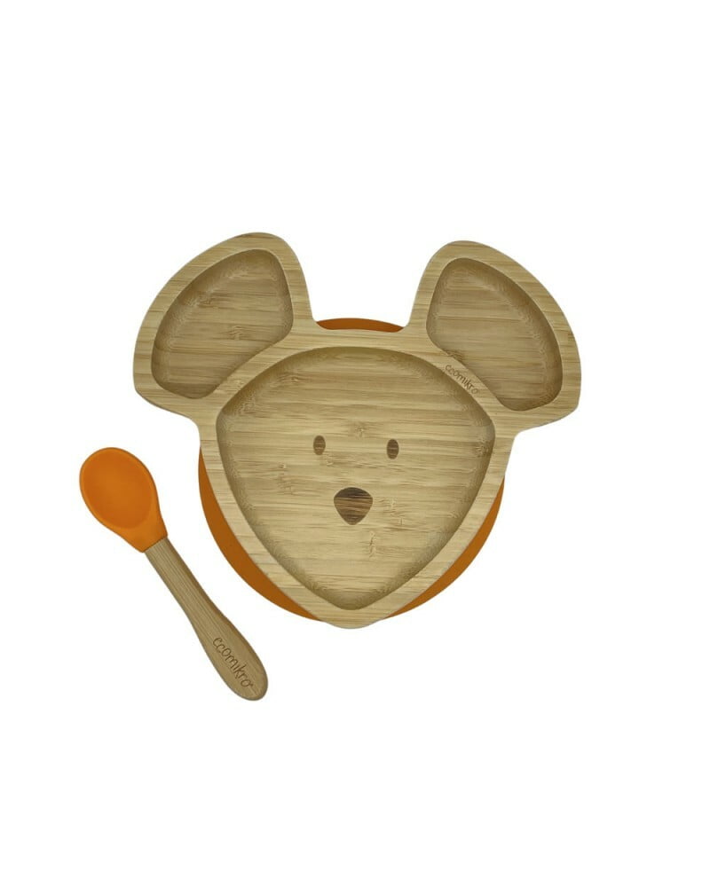 Piatto in Bambù con cucchiaio -topino arancio